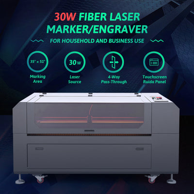 FM3551-30 - 30W Fiber Laser Engraver Machine with 35" x 51" Working Area & Autolift Ruida Controller