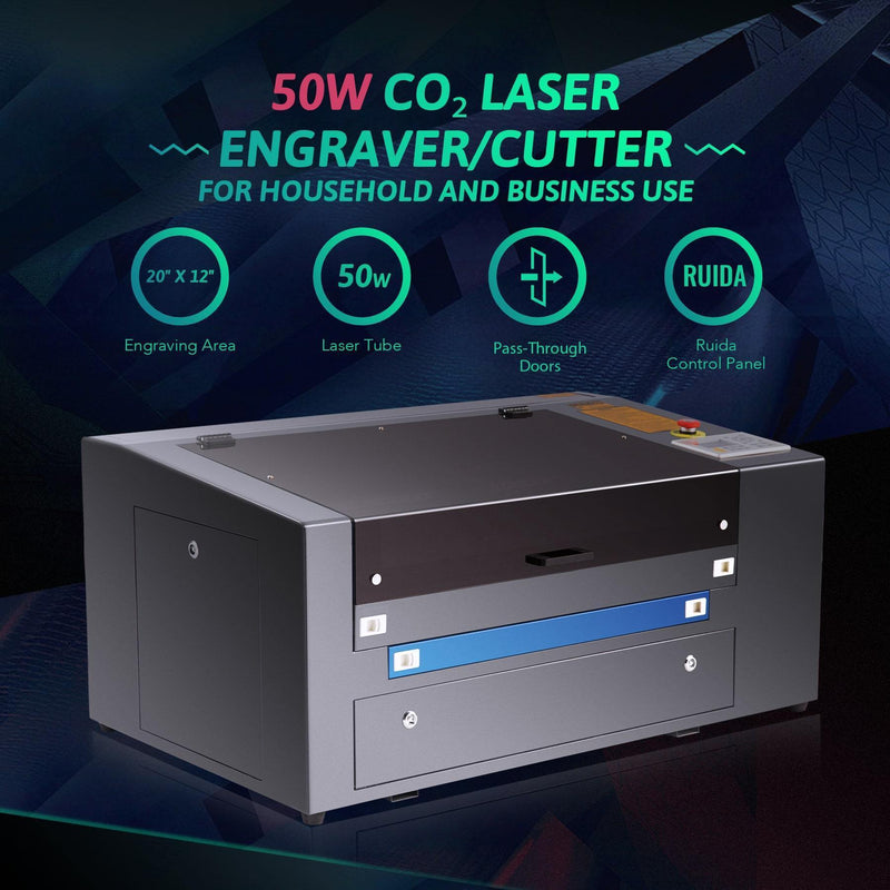 50w CO2 Cabinet Laser Engraver Cutting Machine w Rotary Axis
