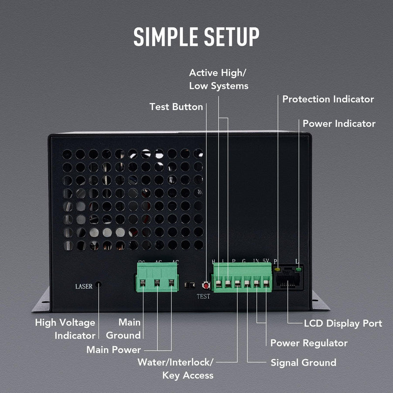 100W Power Supply with Real Time Display for CO2 Laser Engravers & Cutters