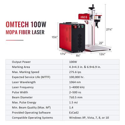 Pre-Owned MP6969-100 - 100W MOPA FIBER LASER MARKING ENGRAVING MACHINE WITH 6.9” X 6.9” WORKING AREA