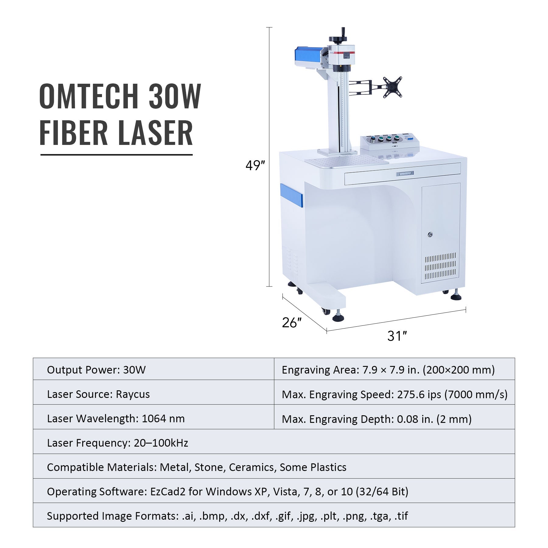 Pre-Owned FM6969-30 - 30W Fiber Laser Marker Engraving Machine with 7.9” x  7.9” Working Area