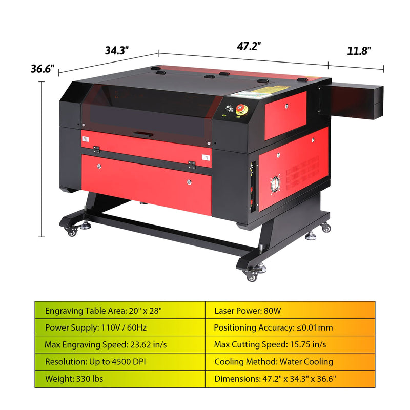 80W CO2 Cabinet Laser Engraver Cutting Machine Specification