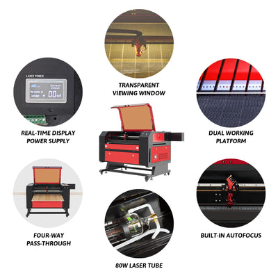 80W CO2 Laser Engraver Cutting Machine Components