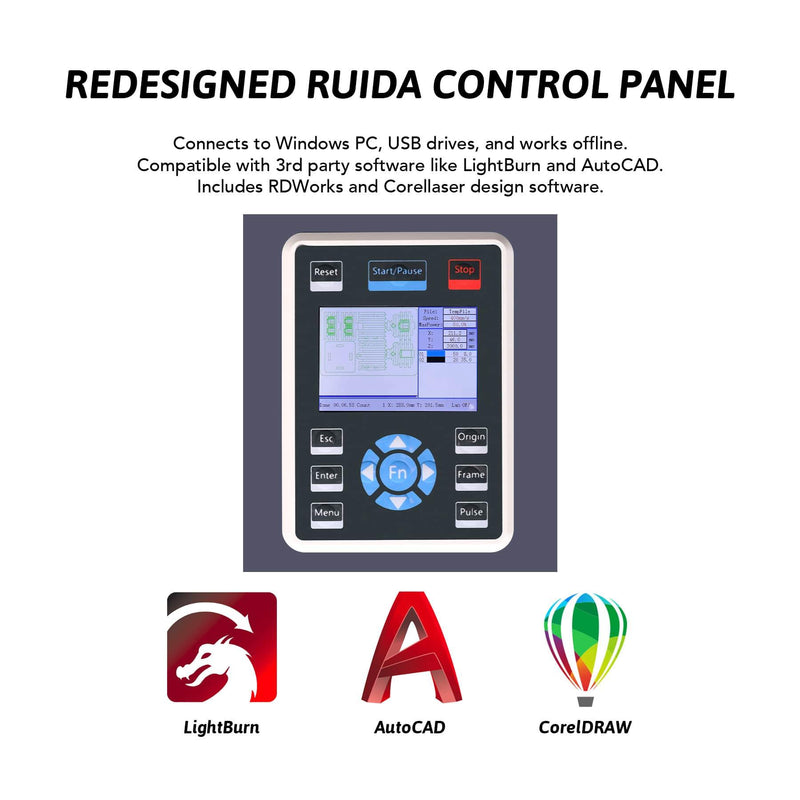 Laser engraver Cutter Redesigned RUIDA Contorl Panel