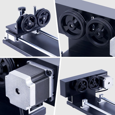 4-WHEEL ROTARY AXIS WITH 360 DEGREE ROTATION FOR 50W AND UP CO2 LASER ENGRAVER CUTTING MACHINE